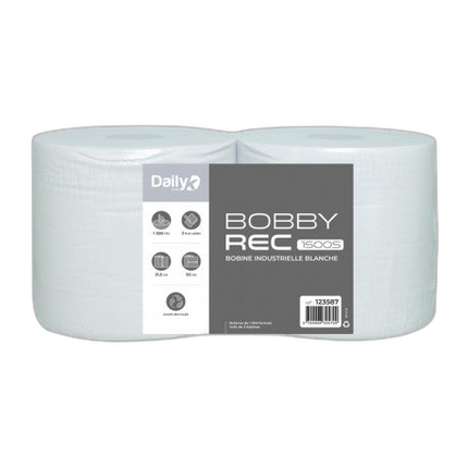 Bobine recyclée blanche BOBBYREC 1500S  Dailyk Start - Colis de 2 - image 1