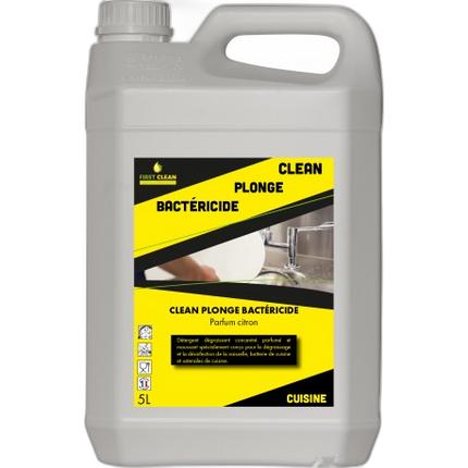 Liquide vaisselle plonge manuelle bactéricide FIRST CLEAN - Bidon 5L - image 1