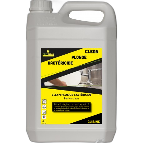 Liquide vaisselle plonge manuelle bactéricide FIRST CLEAN - Bidon 5L - image 1
