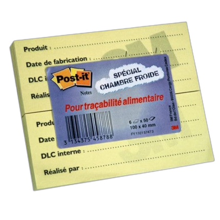 Post IT tracabilité alimentaire bloc 50 feuilles 3M- 6 blocs - image 1