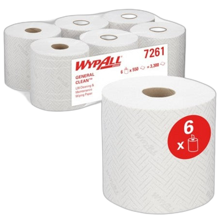 Bobine dévidage central 550F blanche 2plis  24.5cm x 18.3cm WYPALL L - image 1
