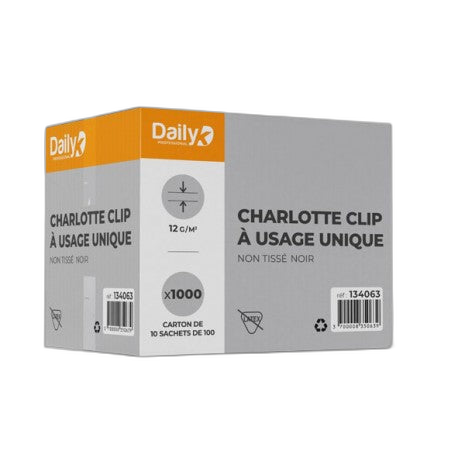 Charlotte à clip usage unique non tissée noire 10X100 - Ct 1000 - image 1
