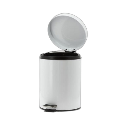 Poubelle en métal laqué blanc à pédale 5L - image 1